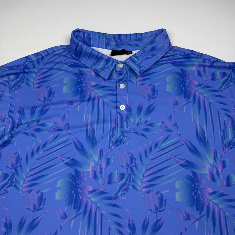 Sunday Swagger Polo Shirt Mens 4XLT Blue Floral Golf Performance Stretch